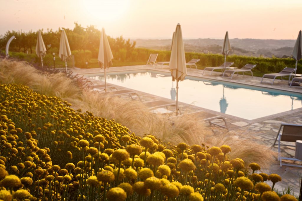 Progettazione del verde piscina resort